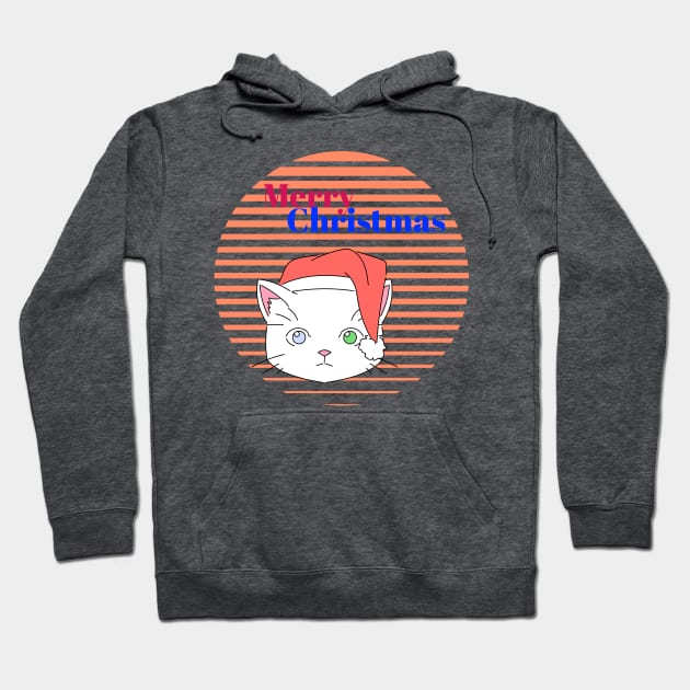 Cute Cat IN Red Santa Hat Hoodie by Feminist Foodie